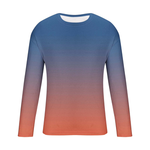 Men's Gradient Long Sleeve T-Shirt O-Neck Slim Fit Quick Dry Knitted Casual Top Men's T-Shirts - Product Image 2