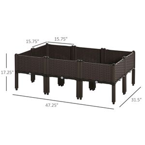 Jardinera Elevada con Riego Automático de 6 Piezas con Patas, Color Marrón, para Cultivar Flores, Hierbas y Vegetales - Product Image 2