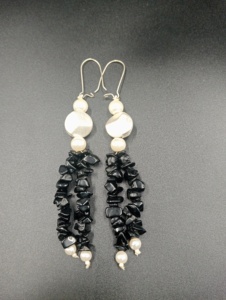 Amaira Jewels Butterfly Drop <b>Earrings</b> Gold Plated <b>Red</b> Beads Black Chips Freshwater Pearl Minimalist Women's Dangle Party - Product Image 4