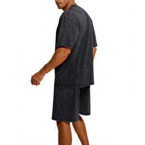 Hot Sale Acid Wash New Arrival Men Summer Short Sleeve T Shirts and Shorts <b>Twin</b> <b>Set</b> Contrast Color Men <b>Twin</b> <b>Sets</b> for Adults OEM - Product Image 3