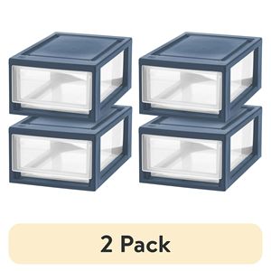 Paquete de 2 Cajones Apilables de Plástico de 8.5 Pulgadas, Color Azul Marino - Organizador de Almacenamiento - Product Image 1