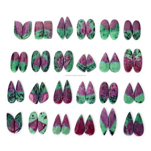 พลอยรูบี้โซไซต์ธรรมชาติคู่ สีเขียวแดง สำหรับแหวน จี้ ต่างหู และการทำเครื่องประดับเงิน - Product Image 2