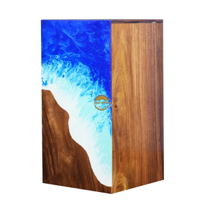Urna Funeraria de Resina y Madera Natural Inspirada en el Océano, Caja para Cenizas con Diseño de Ola Azul Hecha a Mano por AYAANS - Product Image 3