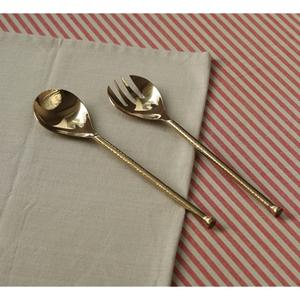 ชุดช้อนสลัดตกแต่งสีทอง ชุดภาชนะบนโต๊ะอาหาร ทำด้วยมือ ช้อนสลัดชุบทอง ชุดช้อนตักอาหาร อุปกรณ์ครัว - Product Image 1