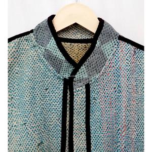 Gilet vintage en coton patchwork pour femme, col en V, décontracté, avec poches, longueur courte, tissu tissé, boutonné - Product Image 4