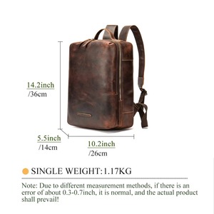 Elegant Vintage Leather <b>Backpack</b> <b>Waterproof</b> Anti-Theft Laptop Rucksack Genuine Leather Daypack LBP-0456 - Product Image 4