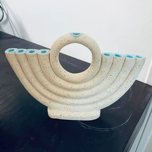 Menorá de Resina de Mármol para Janucá, Portavelas Múltiple Único para Decoración y Celebración de Fiestas Judías - Product Image 1