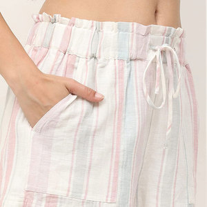 Women Striped Summer Shorts High Waist <b>Elastic</b> Drawstring Loose Fit Lightweight Casual Beach Style Shorts by TANAZAINRA - Product Image 5