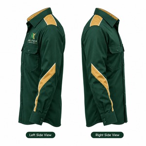 Camisa de Trabajo de Manga Larga para Hombre, de Algodón Transpirable, con Botones, Diseño de Parches Verde y Amarillo, Uniforme, Artículos en Stock - Product Image 5