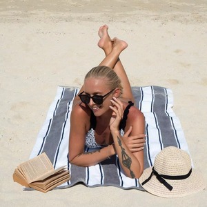 Nuevo Producto: Toalla de Piscina Cómoda para Exteriores, Toalla de Playa de Microfibra a Rayas de Color Sólido para Exteriores y Playa - Product Image 2