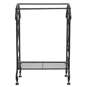 Black Free-Standing Metal <b>Towel</b> Rack with Shelf Modern Free-<b>Hanging</b> Design - Product Image 6