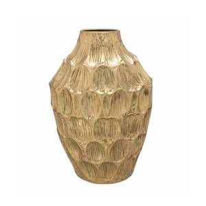 Handmade Aluminum Gold Hammered Flower Vase with Textured Pattern 30CM Modern Tabletop Vase for Home Living Room Decor - Product Image 1