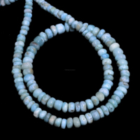 Perles de pierres précieuses en larimar naturel de qualité supérieure, forme ronde lisse, 5-8 mm, brin de 16 pouces, faites à la main, bleu ciel, certifiées par un tiers, DOM