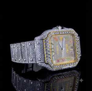 Luxury Men's Diamond Rectangle <b>Watch</b> Stainless Steel <b>Case</b> 38mm Analog Quartz Movement Folding Clasp Sapphire Crystal <b>Watch</b> - Product Image 2