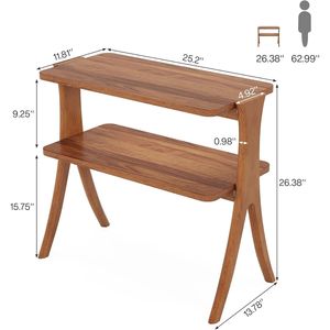 Tavolino in Legno Stile Fattoria con Ripiano a 2 Livelli, Arredamento per Soggiorno - Product Image 3
