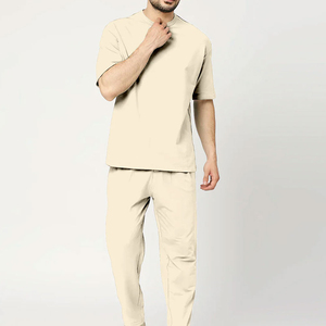 Hot New Arrival Men's Breathable T Shirt <b>Trouser</b> Set Comfortable High Street Style for Summer Solid Polyester/Cotton Fashion - Product Image 5