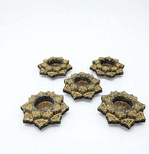 Bougeoir en cristal véritable Pyrite Orgone avec copeaux de pierres précieuses naturelles Diwali Lampe de Noël Décoration Cadeau grossiste - Product Image 1