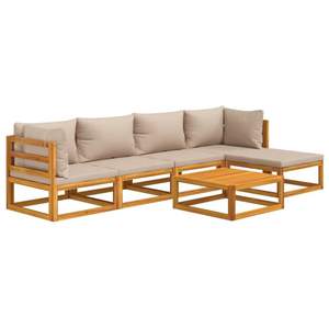 Conjunto de Muebles de Jardín de Madera de Acacia Sólida en Color Taupe, Tamaño Grande, con Poliéster, Muebles de Exterior Duraderos - Product Image 3