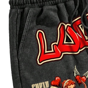 Short cargo décontracté pour homme avec poches à cordon de serrage imprimé lettres lavage à l'acide pour le printemps et l'été-taille moyenne - Product Image 3