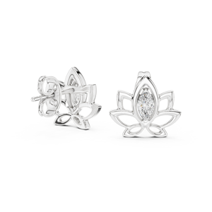 Pendientes de Diamantes Cultivados en Laboratorio CELESTIAL LOTUS, Engastados en Oro Amarillo Sólido de 18 Quilates, para Compromiso, Boda, San Valentín, Regalos y Uso Diario - Product Image 5