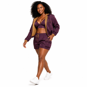 Custom Branded Sport Jacket and <b>Short</b> <b>Set</b> <b>for</b> <b>Women</b> Water Resistant Fabric - Built <b>for</b> Outdoor Travel Wholesale Orders - Product Image 1