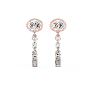 18K Gold Plated Lab Grown <b>Diamond</b> Radiant Cut Halo <b>Dangle</b> <b>Earrings</b> IGI Certified for Wedding Party Gift - Product Image 1