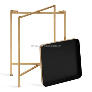 Mesa Auxiliar de Acero Inoxidable de Diseño de Lujo, Mueble de Hotel Moderno Hecho a Mano, Mesa de Centro de Metal Industrial Convertible con Almacenamiento - Product Image 3