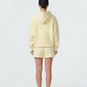 Ensemble de survêtement de luxe deux pièces pour femme, couleur unie personnalisée, tricot décontracté brodé, 100 % coton molletonné, écologique, été - Product Image 5