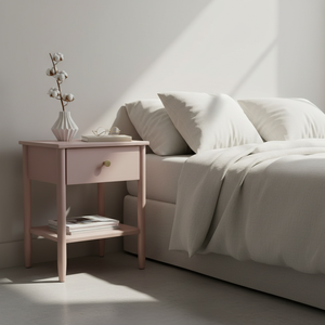 Mesa de Centro Moderna Color Rosa Pastel con Madera de Caucho Resistente y Chapa de Roble MDF para Sala de Estar, Dormitorio y Hogar - Product Image 4