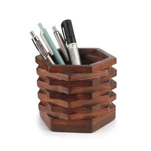 Modern Promotional Pen Holder Office School Supplies Storage Walnut Wooden Pencil Holder Top Prices - Product Image 6