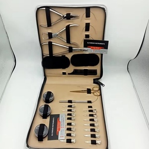 Kit de herramientas para extensiones de cabello con acabado espejo, al por mayor, con logotipo personalizado, que incluye pinzas para microperlas, pinzas de sujeción con velcro y peine para cabello - Product Image 1