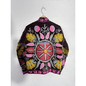 Veste en velours brodée à la main Suzani pour femme, veste de soirée avec doublure intérieure en coton, veste tendance - Product Image 6