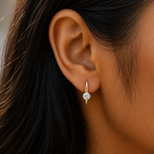 Classic Dangle <b>Hook</b> <b>Earrings</b> 18K Pure Gold IGI Certified Round Brilliant Cut Lab Grown Diamond Bridal <b>Earrings</b> Custom Jewelry - Product Image 3