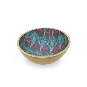 Bol en bois fait main avec motif bohème à l'intérieur et cuillères assorties pour servir les aliments à prix avantageux - Product Image 4