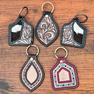 Porte-clés en cuir repoussé à la main en cuir de vachette véritable nouveauté porte-clés porte-clés élégant Western porte-clés vente chaude - Product Image 3