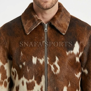 Chaquetas de cuero premium con pelo, diseño personalizado bordado e impreso, talla adulto, chaquetas de cuero de vaca para hombre para invierno - Product Image 6