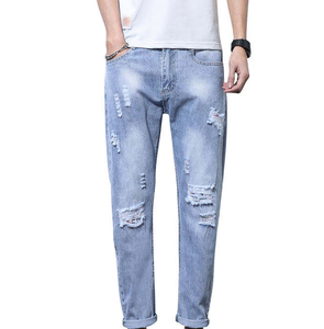 Jeans de Mezclilla Ligera para Hombre, Corte Recto, Cintura Media, Estilo Veraniego, Color Sólido, Logotipo Personalizado, Transpirables, Ecológicos, Tejido Casual - Product Image 2