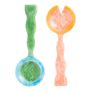 Ensemble d'ustensiles à salade en métal et résine avec manche turquoise, service de table - Product Image 5