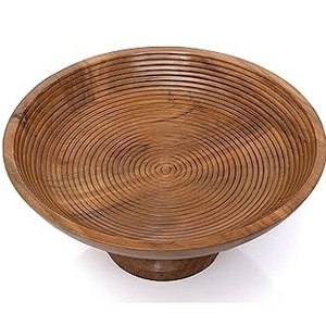 ชามผลไม้ไม้สวยงาม ชามสลัด และชามขนมขบเคี้ยว เหมาะสำหรับภาชนะบนโต๊ะอาหารและเครื่องครัว ขนาด 12 นิ้ว ปลอดภัยสำหรับอาหาร ใช้ตกแต่งได้ - Product Image 1