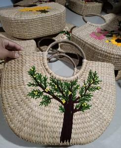 Handwoven Cane <b>Baskets</b> with Embroidery Sustainable Rattan Storage Organizer Artisanal Boho Home Decor Decorative <b>Basket</b> - Product Image 4