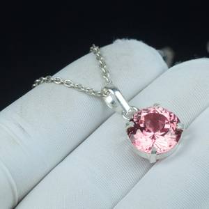 Pendentif en Kunzite rose, pierre de naissance de février, taille ronde, en argent sterling 925, collier minimaliste, cadeau - Product Image 3