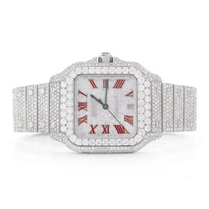 Reloj de Lujo de Moda Hip Hop, Cuadrado, de Acero Inoxidable, con Esfera de Cristal, Completamente Adornado con Diamantes - Product Image 1