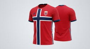 Camiseta de Fútbol de Manga Corta de Invierno Sublimada del Equipo Nacional de Noruega, 100% Poliéster, Personalizada, de Secado Rápido - Product Image 4