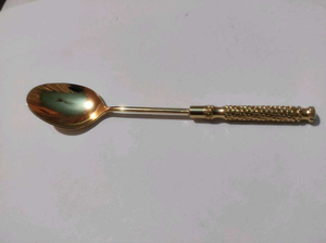 High Quality Golden Metal Food Safe <b>Small</b> Spoon for Kids Unisex Design Length 11 cm Made in India - Product Image 2