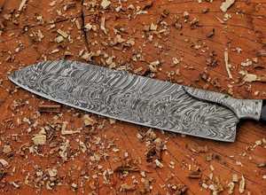 Handmade Damascus Steel Chef <b>Knife</b> 13" In Blade Straight Edge Resin Handle Leather Sheath <b>Sharp</b> Kitchen <b>Knife</b> <b>Set</b> - Product Image 2