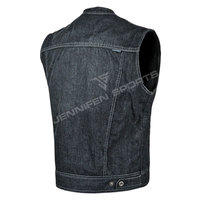 Gilet de moto décontracté sans manches en denim noir 100 % respirant pour homme, idéal pour l'hiver