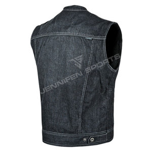 Chaleco de mezclilla negro personalizado 100% para hombre, nuevo chaleco de motociclista sin mangas con patrón 3D, moderno y casual para invierno. - Product Image 2
