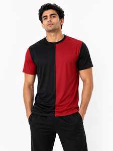 Men's Casual Wear Short Sleeve T-<b>Shirt</b> Black Men's Color Block Sports T-<b>Shirt</b> Two Tone Gym Tee Wholesale Custom Quick Dry - Product Image 1
