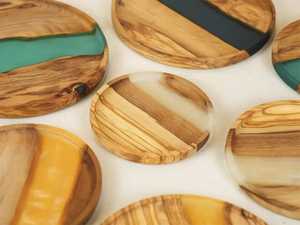 Plateau de service rond en bois de manguier et résine, design moderne, écologique, passe au lave-vaisselle, décoration de mariage et de maison, prix bas - Product Image 5