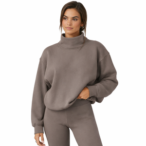 Sweat-shirt à col montant épais pour femme, imprimé sur mesure, coupe oversize, OEM ODM, mode hiver - Product Image 1